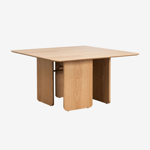 Table à manger carrée 140x140 cm en MDF et placage de frêne Ginger NATUREL
