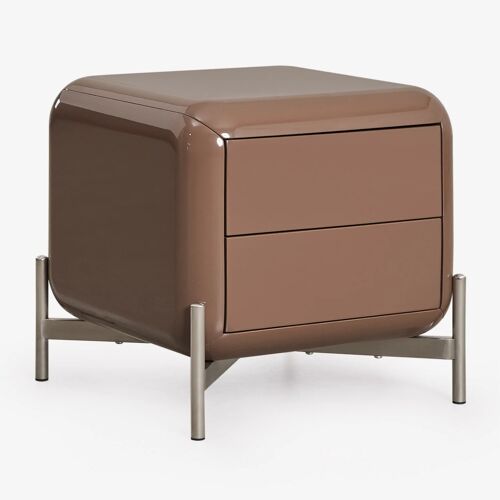 Pack de 2 tables de chevet carrées 45x45 cm en MDF Alazne Camel Brun