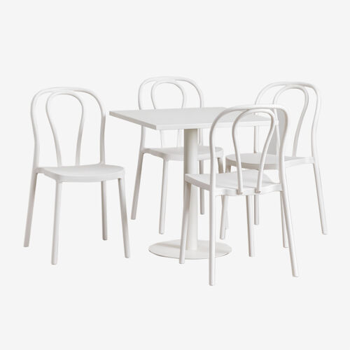 Set De Table Carrée 70x70 Cm Et 4 Chaises De Jardin Mizzi Blanc Gardenia