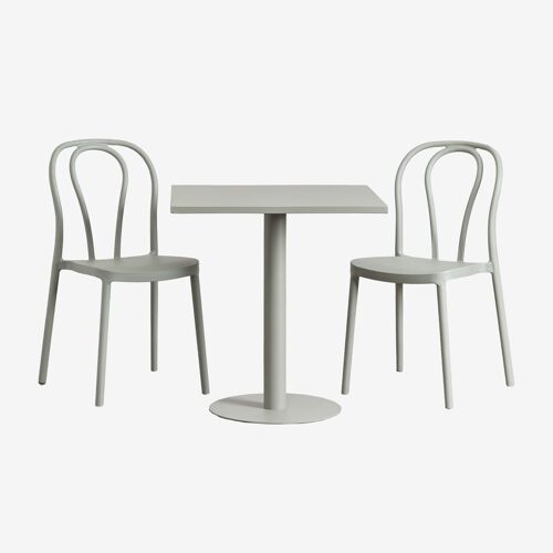 Set De Table Carrée 70x70 Cm Et 2 Chaises De Jardin Mizzi Vert Kaki