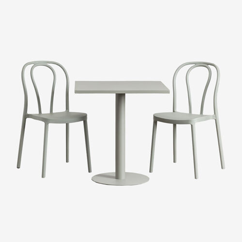 Set De Table Carrée 70x70 Cm Et 2 Chaises De Jardin Mizzi Vert Kaki