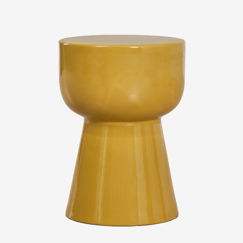 Table d'appoint ronde Ø35 cm en dolomite Kaly Moutarde dorée