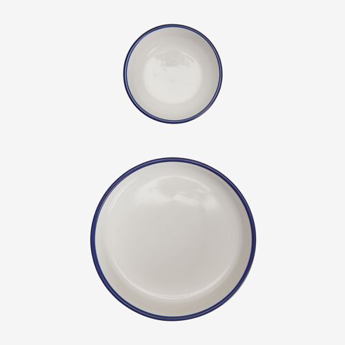 Set de 2 bols en grès Ronilena Blanc Gardenia - Bleu Ken