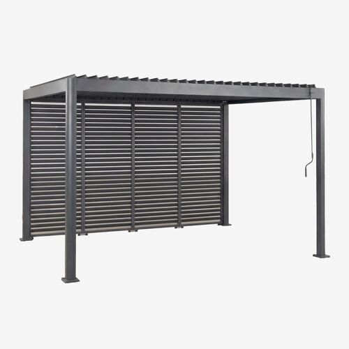Pergola Bioclimatique En Aluminium Avec Lames Et Panneau Latéral Druvia Gris Graphite