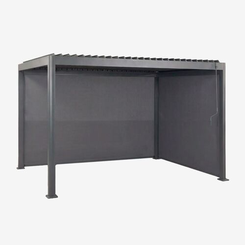 Pergola Bioclimatique En Aluminium Avec Lames Et Stores Latéraux Druvia Gris Graphite 3 X 4 M