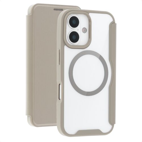 Coquedetelephone.fr Bookcase Transparente avec MagSafe Apple iPhone 16 Beige