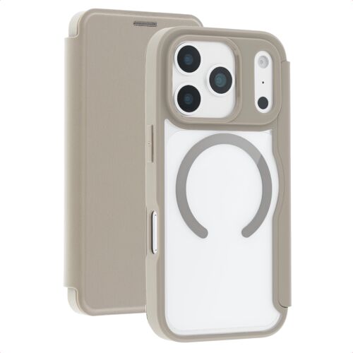 Coquedetelephone.fr Bookcase Transparente avec MagSafe Apple iPhone 17 Pro Max Beige