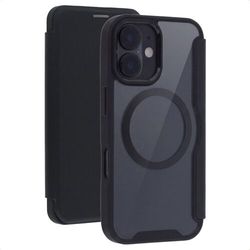 Coquedetelephone.fr Bookcase Transparente avec MagSafe Apple iPhone 16 Noir