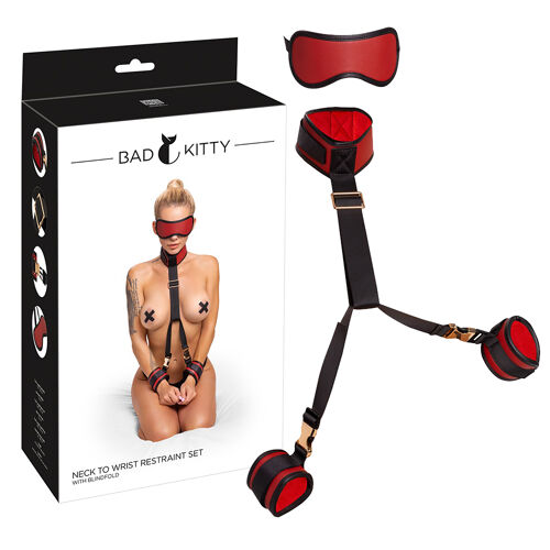Kit Bondage Collier Menottes Noir - Bad Kitty - Noir