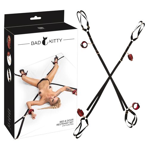 Kit Bondage Lit Ou Porte Noir - Bad Kitty - Noir