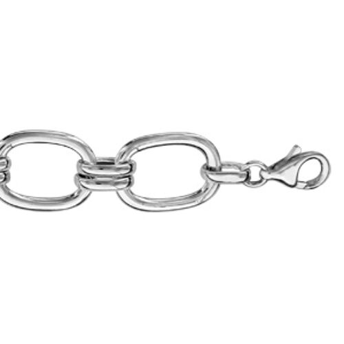 Bracelet Argent Rhodié Maillons Ovalises 20cm