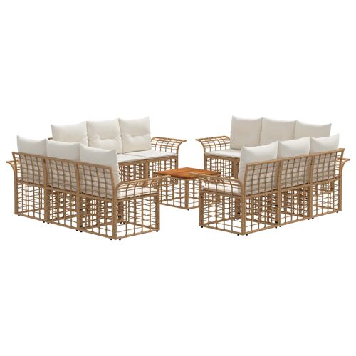 Vidaxl Ensemble De Canapés D'extérieur 13 Pcs Blanc Naturel Et Crème