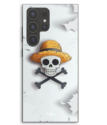 Coque Pour Samsung Galaxy S23 Ultra one piece tête de mort logo fond gris Maniacase