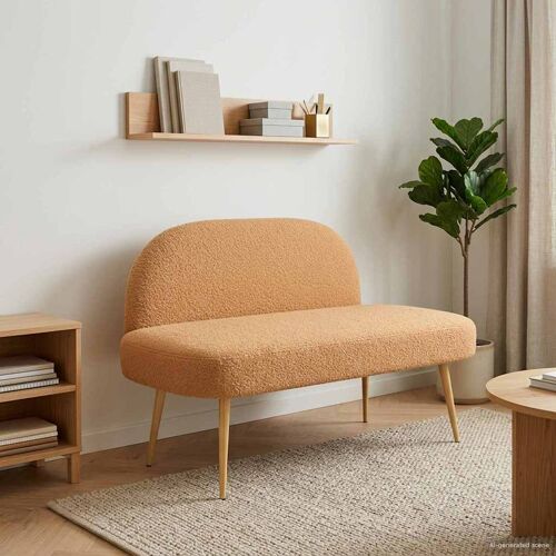 vidaXL Banc rembourré avec dossier Beige 110 x 60 x 76 cm Bouclé