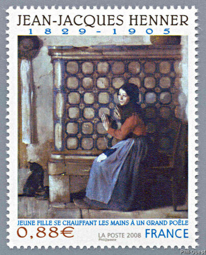 Art : "Jeune Fille Se Chauffant Les Mains À Un Grand Poele" Oeuvre De Jean-Jacques Henner Année 2008 N° 4286 Yvert Et Tellier Luxe