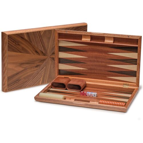 Yellow Mountain Imports - Backgammon Incrusté En Bois - Cascadia - Plateau 43 Cm