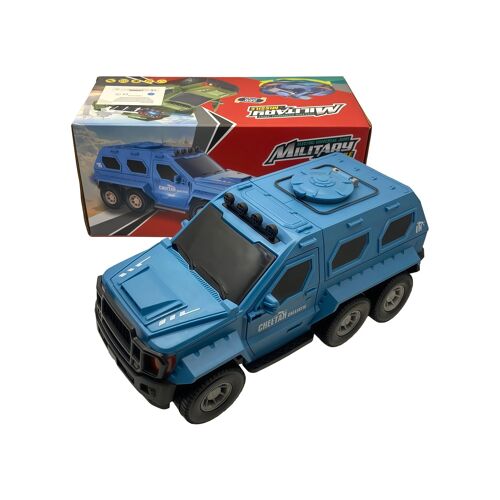 Véhicule Militaire Jouet 6 Roues LED Sonore Rotation 360° Camion Blindé Enfant à Piles Bleu - NONOVIVI