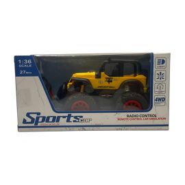 Voiture Télécommandée Tout-Terrain 4x4 Jaune Jouet Enfant 14,5 cm avec Télécommande Style Off-Road Piles AA - NONOVIVI