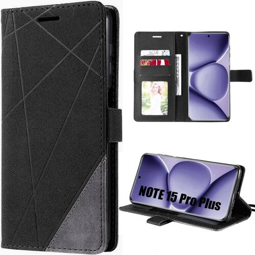 Coque pour Xiaomi Redmi Note 15 Pro Plus 5G, Protection Synthécuir Antichoc Anti-Rayures Noir - E.F.Connection