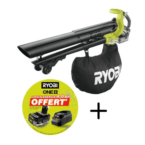 Souffleur aspiro-broyeur RYOBI 18V One+ Brushless OBV18 - Batterie 4,0Ah et chargeur OFFERTS
