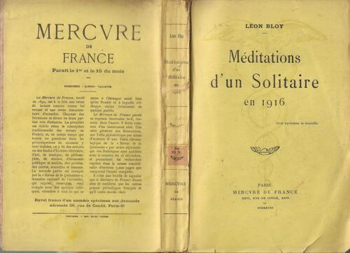 Méditations D' Un Solitaire En 1916