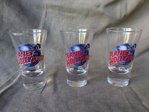 Verre A Liqueur Lot De 3 Verres A Liqueur Planete Hollywood Cinema 2 Paris 1 Disneyland Tbe