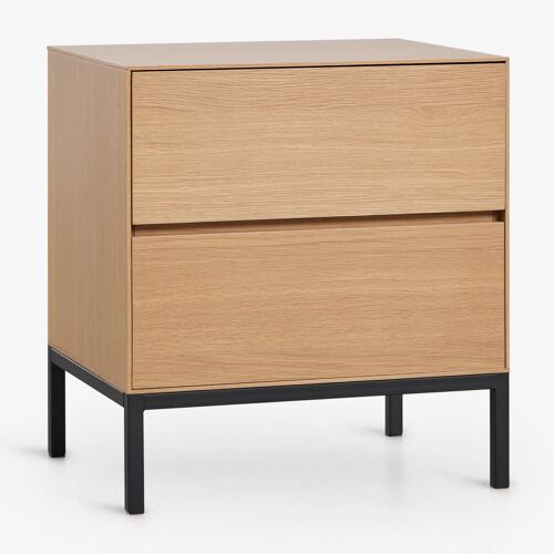 Pack de 2 tables de chevet rectangulaires 50x40 cm en MDF et placage chêne Bromley Marron Chêne