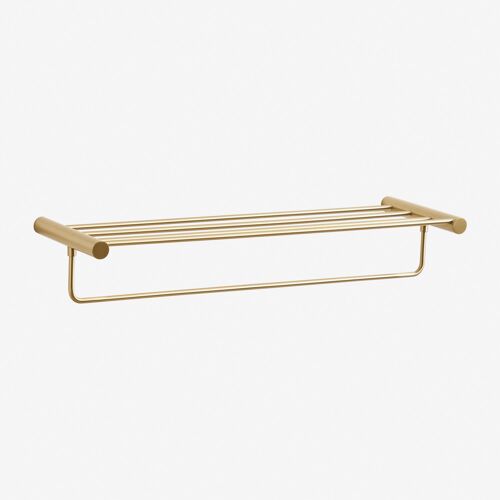 Porte-serviettes mural pour salle de bain avec étagère en acier inoxydable Devon Or brossé
