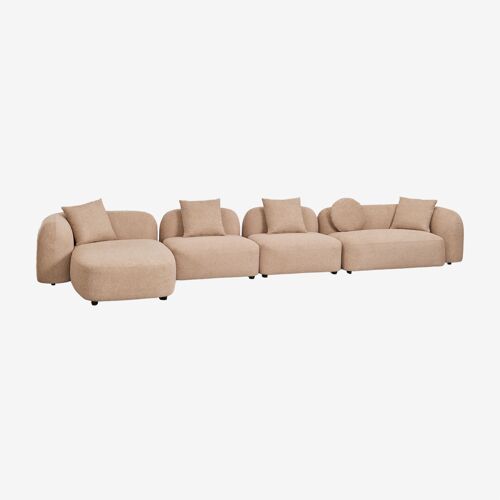 Canapé méridienne gauche modulable 4 pièces en chenille Coco