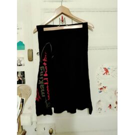 Jupe Asymétrique Noire Motifs Rouges/Gris 36 S Desigual.