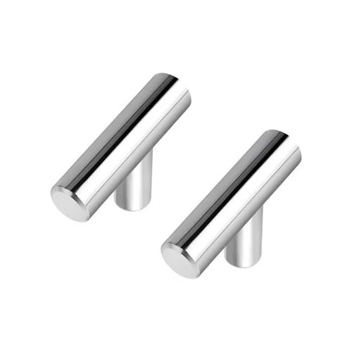 Poignées de meubles acier inoxydable chrome poli T-Bar 15 pièces 5 cm, montage 1 trou, diamètre 12 mm, pour armoires tiroirs