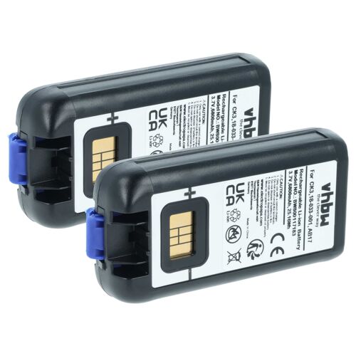 vhbw 2x Batterie remplacement pour Intermec 318-033-021, 318-033-001, 318-034-001, AB17, AB18 pour scanner de code-barre POS (6800mAh, 3,7V, Li-ion)