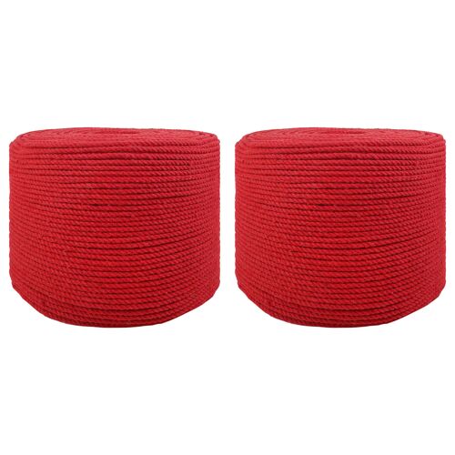 vidaXL Corde 2 pcs Rouge Coton