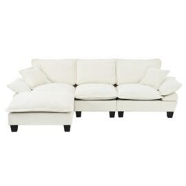 Canapé d'angle Modulaire,Canapé nuage 3 Places en forme L avec 1 ottomane mobile et 2 coussins,En chenille,doux et durable,Beige