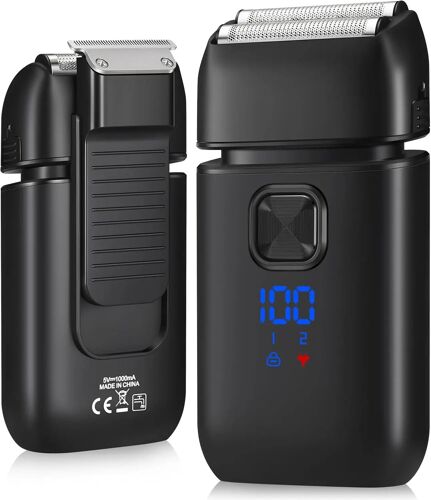 Tondeuse Barbe Professionnelle Avec Ecran Led Sans Fil ,Autonomie 120 Min ,Rechargeable,Tondeuse Cheveux Et Barbe,Noir