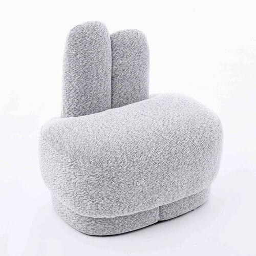Pouf Fauteuil Salon en tissu Bunny-Ear ultra doux- Hocker rembourré fixe avec oreilles mignonnes, sans espace de rangement, non démontable-Gris