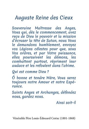 Lot De 20 Images Prière - Vierge De L'apocalypse - Auguste Reine Des Cieux
