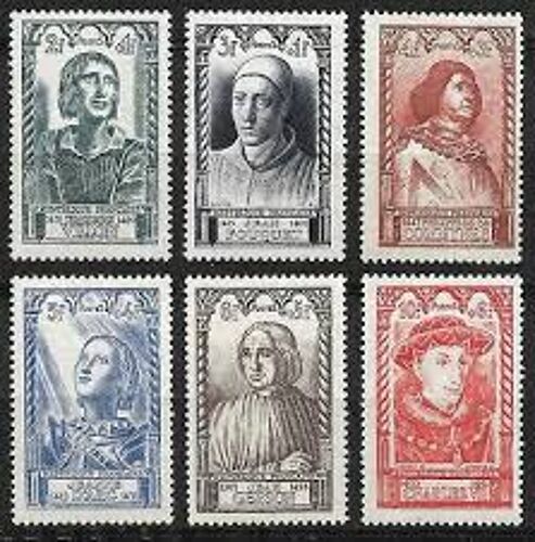 Célébrités : Villon, Fouquet, Commynes, Jeanne D'Arc, Jean De Gerson, Charles Vii Série Complète Année 1946 N° 765 766 767 768 769 770 Yvert Et Tellier Luxe