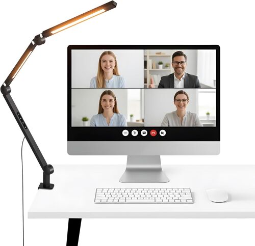 NEEWER BASICS 42,5"" Lampe de Bureau à Pince pour Bureau à Domicile, 12W, Alliage d'Aluminium, Double Barre LED, Dimmable, Bicolore, pour écran d'Ordinateur, Dessin Technique, CRI 95+, ME-DL02
