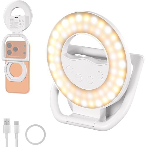 NEEWER ENTRY LEVEL VERSION N35 Ring Light Anneau Lumineux Magnétique Selfie,Compatible MagSafe iPhone,4W,Bicolore,Pliable,Petit Format,LED en Plastique, Lampe d'Appoint Téléphone Vidéo,800mAh/CRI 80+