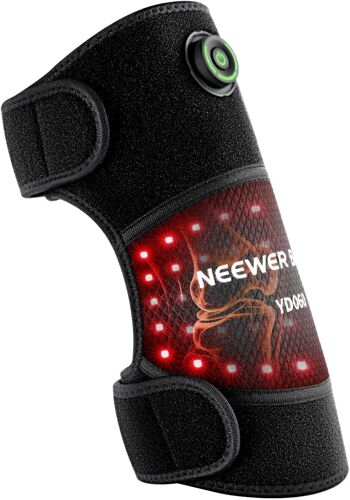 NEEWER BASICS Thérapie par la Lumière Rouge pour les Articulations du Genou et du Coude, Genouillère LED Rouge Respirante sans Fil de 6W avec 3 Modes, Batterie de 2000mAh, YD060