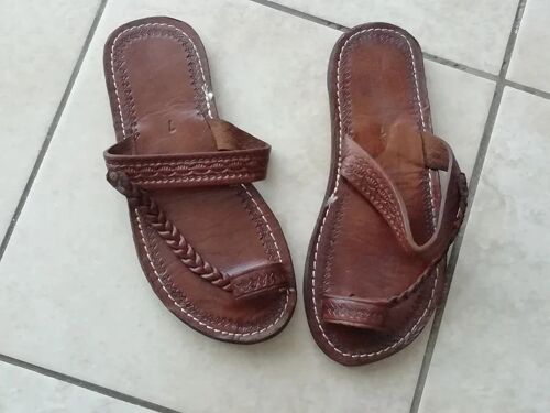 Mules Tong Entre Doigts Été En Cuir Artisanal Mixte Taille 39.