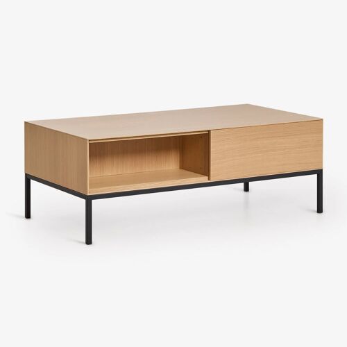 Table basse rectangulaire 120x60 cm en MDF et placage chêne Bromley Marron Chêne