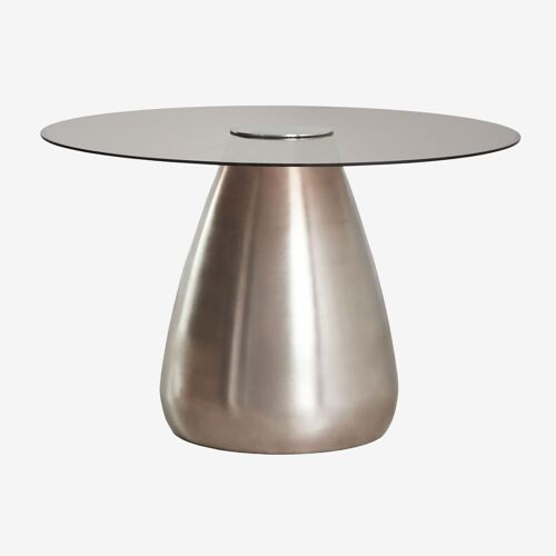 Table de salle à manger ronde Ø130 cm en verre trempé Mariana Gris brossé