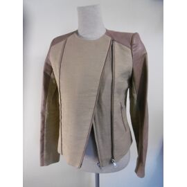 Paul & Joe Sister Blouson Cuir Et Tissu Grainé T 38 Petit S
