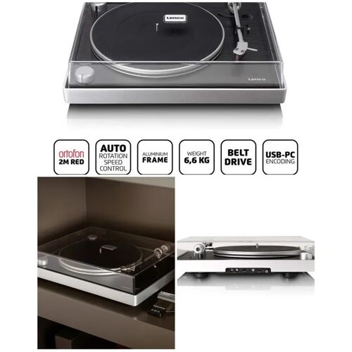 Platine vinyle LENCO PRO - cadre alu brossé ¿ Cellule Ortofon 2M RED ¿ Noir - Platine disque