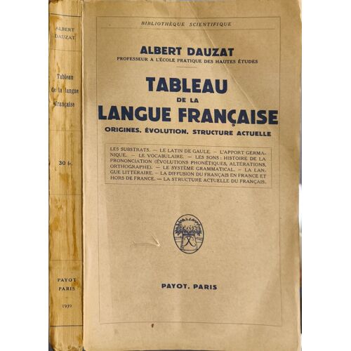 Tableau De La Langue Française - Origines Évolution Structure Actuelle