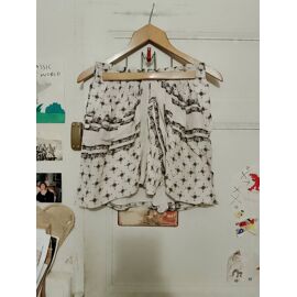 Jupe En Soie Blanche Motifs Gris/Noirs 32 Xxs Zara Woman.