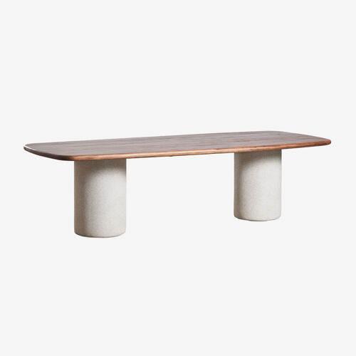 Table à manger rectangulaire 270x110 cm en bois d'acacia Bogota Brun Acacia foncé Gris Sable
