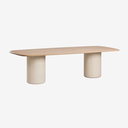 Table à manger rectangulaire 270x110 cm en bois d'acacia Leighton Acacia Marron Clair Beige Tapioca